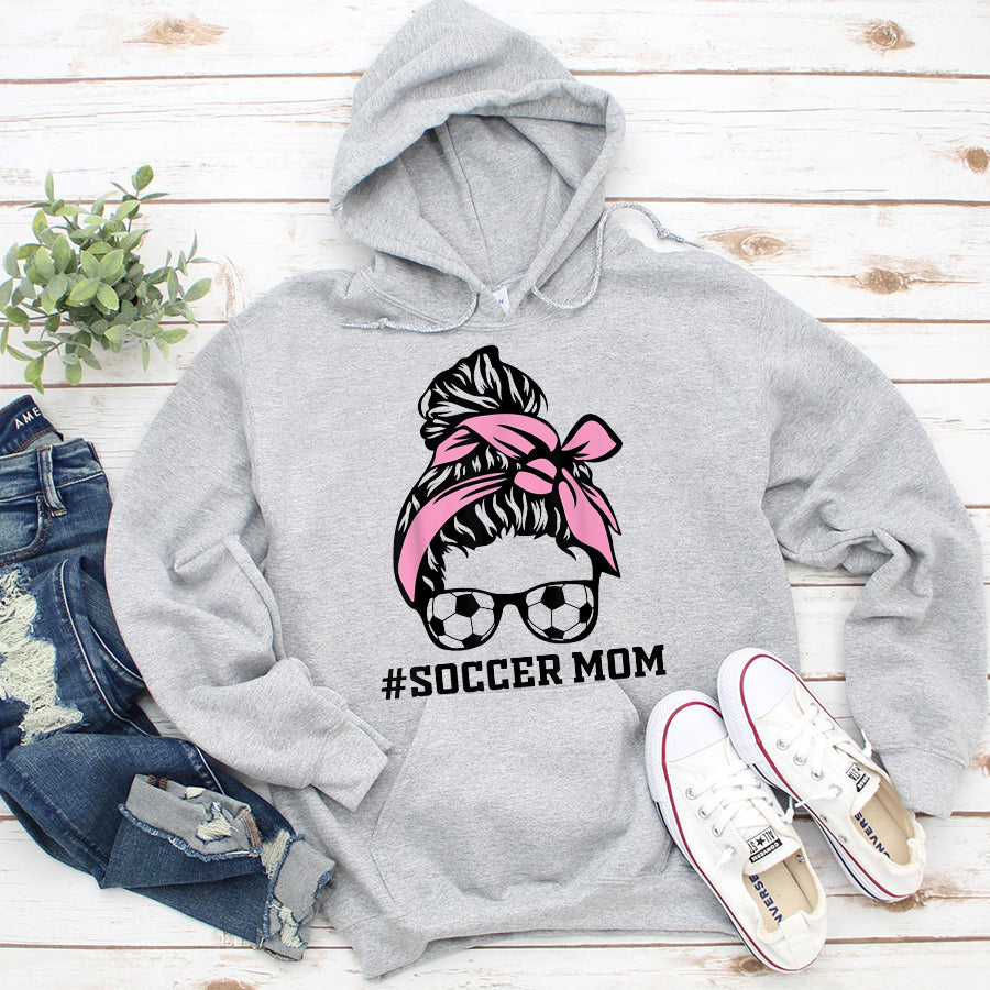 Soccer Mom Shirt Mom Life Soccer Mom Mothers Day Messy Bun Women Funny T-Shirt Mother Day Shirts