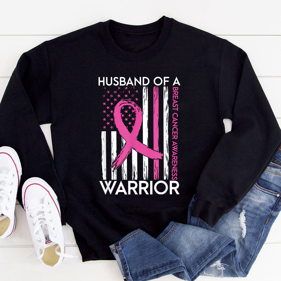 Breast Cancer Awareness Shirts Husband Of A Warrior Breast Cancer Awareness Support Squad T-Shirt