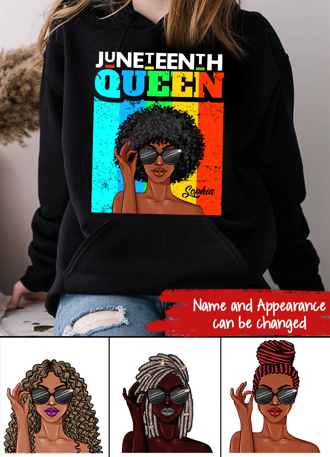 Juneteenth Shirt, Custom Juneteenth Shirt, Juneteenth Queen Afro Melanin Black Girl Magic Women Girls T-Shirt