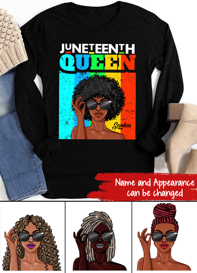 Juneteenth Shirt, Custom Juneteenth Shirt, Juneteenth Queen Afro Melanin Black Girl Magic Women Girls T-Shirt