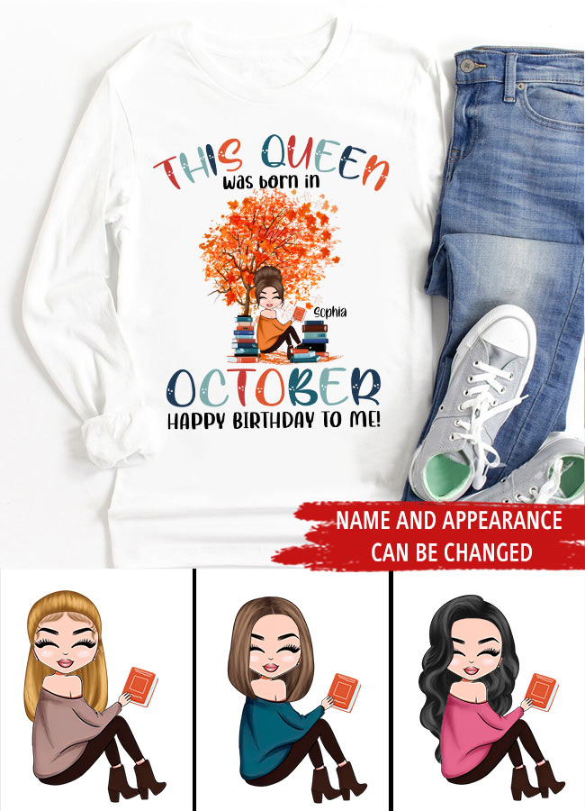 October Birthday Shirt, Custom Birthday Shirt, Queens are Born In October, October Birthday Shirts For Woman, October Birthday Gifts, Book Lover