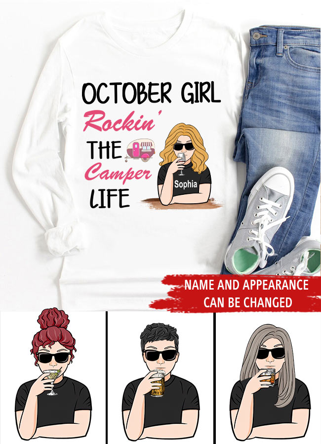 October Birthday Shirt, Custom Birthday Shirt, Queens are Born In October, October Birthday Shirts For Woman, October Birthday Gifts , Camping Lover