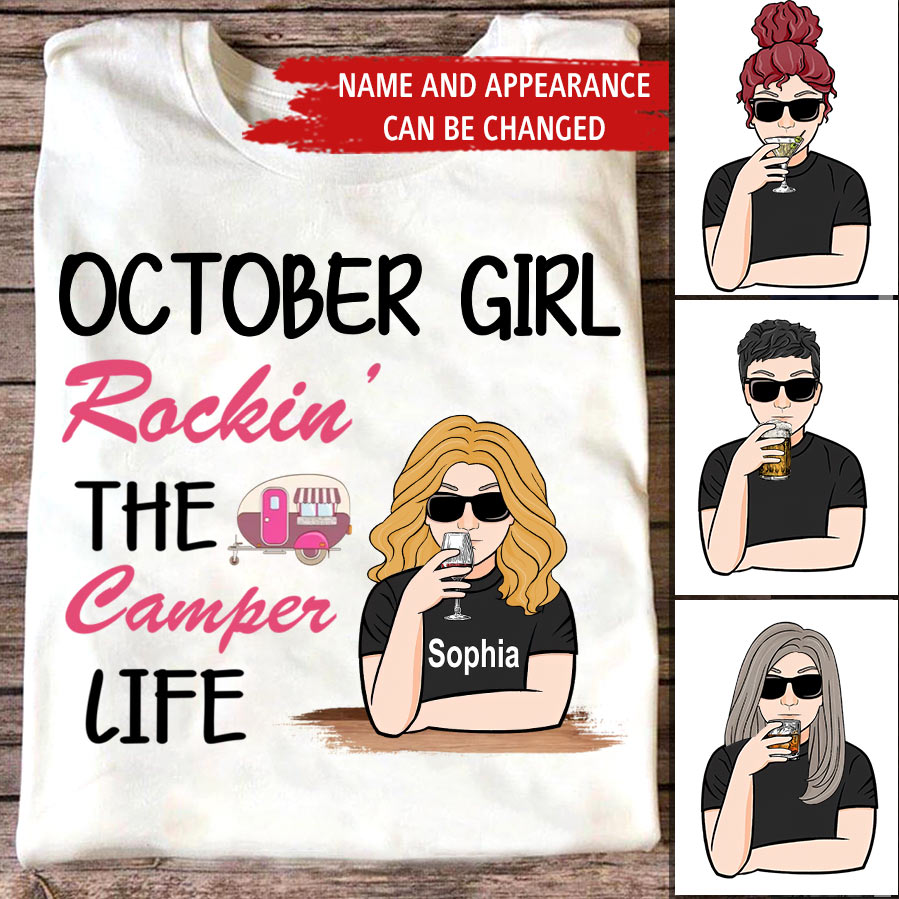 October Birthday Shirt, Custom Birthday Shirt, Queens are Born In October, October Birthday Shirts For Woman, October Birthday Gifts , Camping Lover