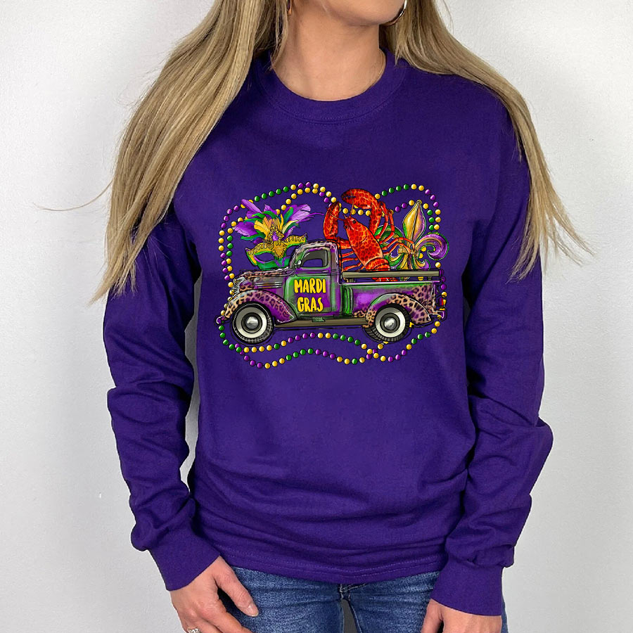 Mardi Gras Truck With Mask Fleur De Lis And Crawfish Shirts, Mardi Gras Shirt, Mardi Gras Truck Gifts