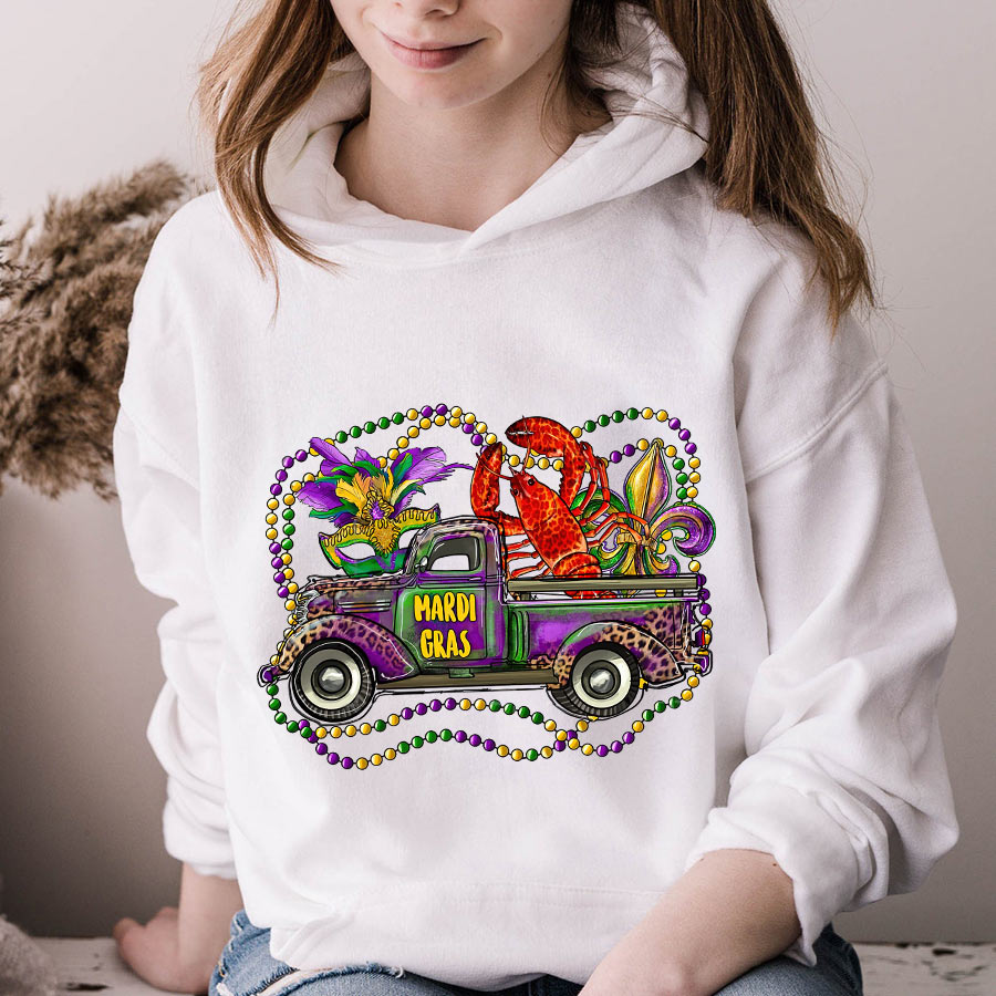 Mardi Gras Truck With Mask Fleur De Lis And Crawfish Shirts, Mardi Gras Shirt, Mardi Gras Truck Gifts