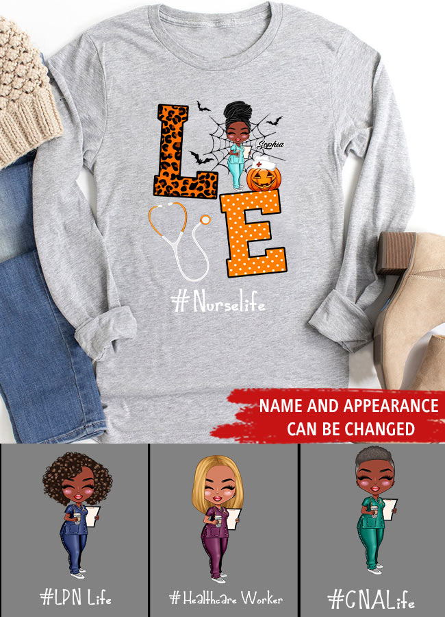 Nurse Life Nutrition Facts - Personalized T Shirt - Gift For Doctor &amp; Nurse - Glitter Leopard Design