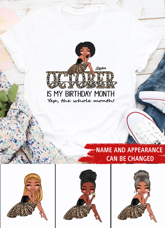 Custom October Birthday Shirt For Woman, Queens are Born In October Gifts, Melanin Afro Woman Shirt, Black Girl Tee, Afro Queen Gift