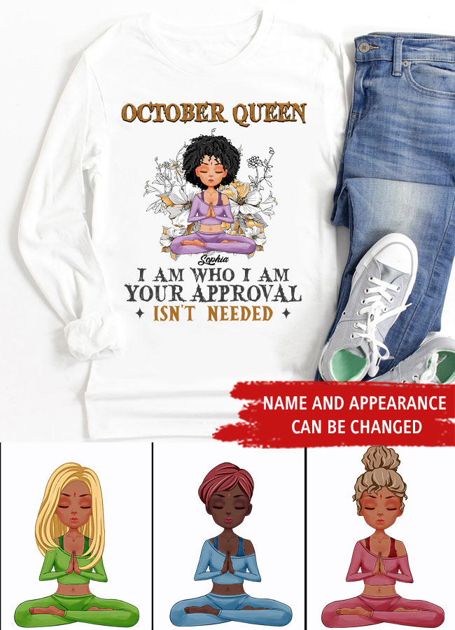 October Birthday Shirt, Custom Birthday Shirt, Queens are Born In October, October Birthday Shirts For Woman, October Birthday Gifts, Birthday Gifts For Yoga Lovers