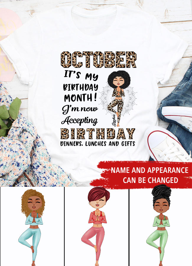 October Birthday Shirt, Custom Birthday Shirt, Queens are Born In October, October Birthday Shirts For Woman, October Birthday Gifts, Birthday Gifts For Yoga Lovers