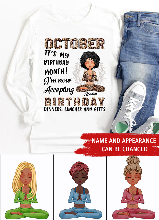 October Birthday Shirt, Custom Birthday Shirt, Queens are Born In October, October Birthday Shirts For Woman, October Birthday Gifts, Birthday Gifts For Yoga Lovers