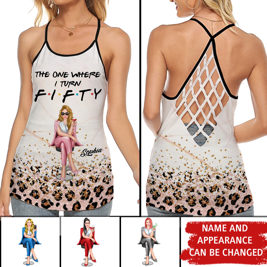 50th Birthday Tank Top, Custom Birthday Tank Top, Turning 50, Gifts For Women Turning 50, 50 And Fabulous, 1973 Tank Top, 50th Birthday Tank Top For Her, All-Over Print Women's Criss-Cross Open Back Tank Top