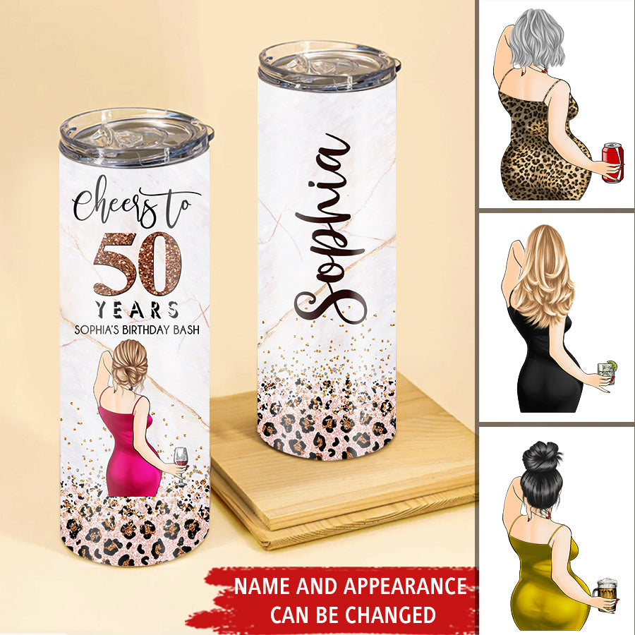 Personalized Skinny Tumbler - 50th Birthday Tumbler, Personalized 50th Birthday Gifts