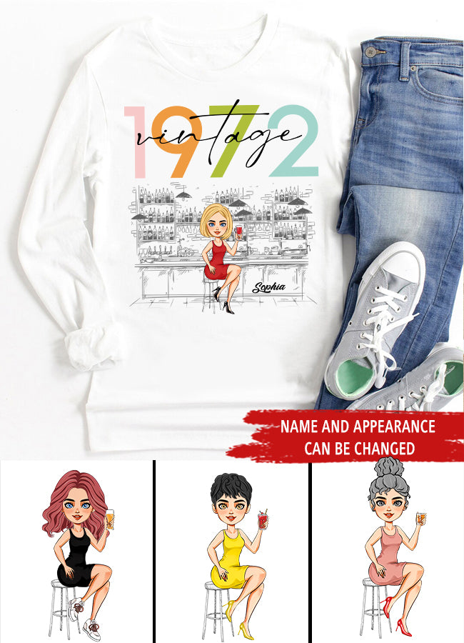 Vintage 1972 Shirt, Custom Birthday Shirt, 50th Birthday Unique Gifts For Woman, 50th Birthday Ideas, Turning 50 Years Old Cotton Shirt