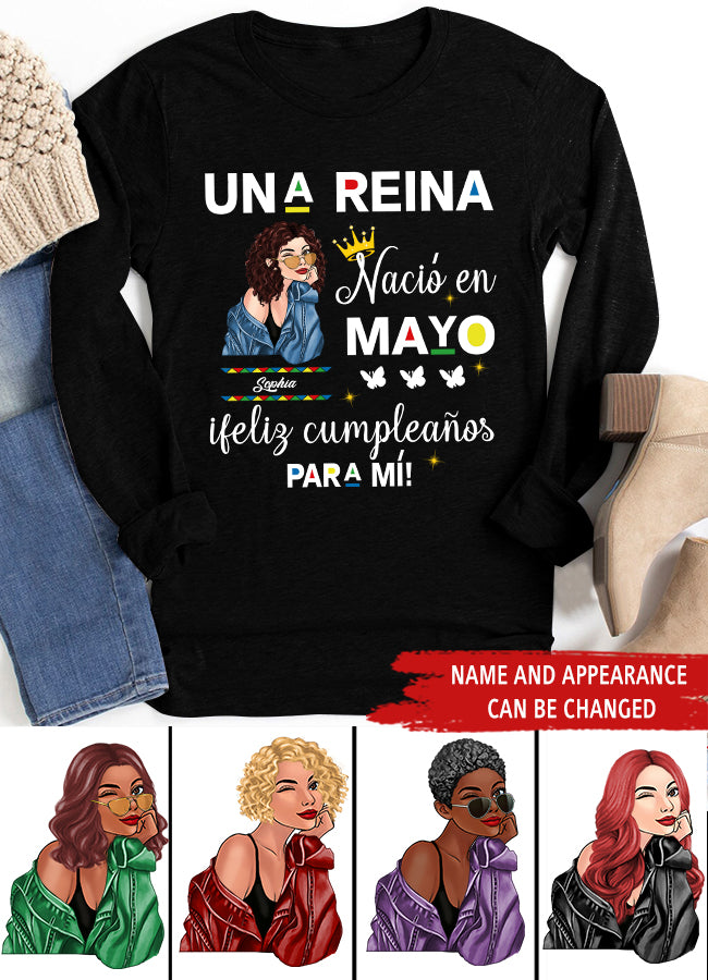 Camisa De Cumpleaños De Mayo, Camisa De Cumpleaños Personalizada, Reinas Nacidas En Mayo, Regalos De Cumpleaños De Mayo, Camisas De Mayo Para Mujeres