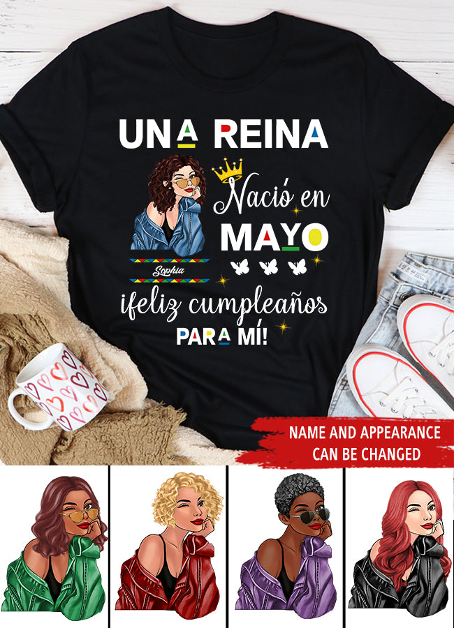 Camisa De Cumpleaños De Mayo, Camisa De Cumpleaños Personalizada, Reinas Nacidas En Mayo, Regalos De Cumpleaños De Mayo, Camisas De Mayo Para Mujeres