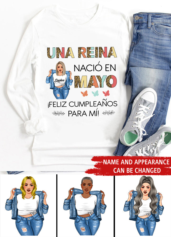 Camisa De Cumpleaños De Mayo, Camisa De Cumpleaños Personalizada, Reinas Nacidas En Mayo, Regalos De Cumpleaños De Mayo, Camisas De Mayo Para Mujeres