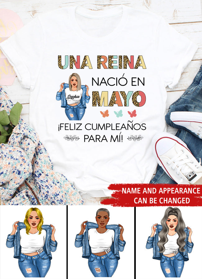 Camisa De Cumpleaños De Mayo, Camisa De Cumpleaños Personalizada, Reinas Nacidas En Mayo, Regalos De Cumpleaños De Mayo, Camisas De Mayo Para Mujeres