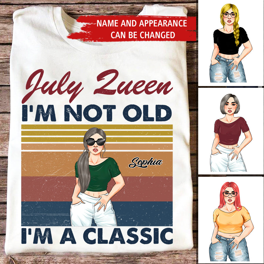July Birthday Shirt, Vintage July Queen Custom Birthday Shirt, Queens Born In July, July Birthday Shirts For Woman, July Birthday Gifts
