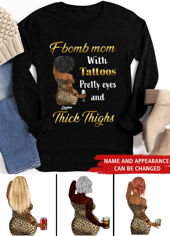F-Bomb Mom With Tattoos, Custom Mothers Day Shirt, Mother&#39;s Day T Shirt, F Bomb Mom With Tattoos Shirt, Mom Life Skull Shirt, Mother&#39;s Day Tee Shirts, Mother Day Gift