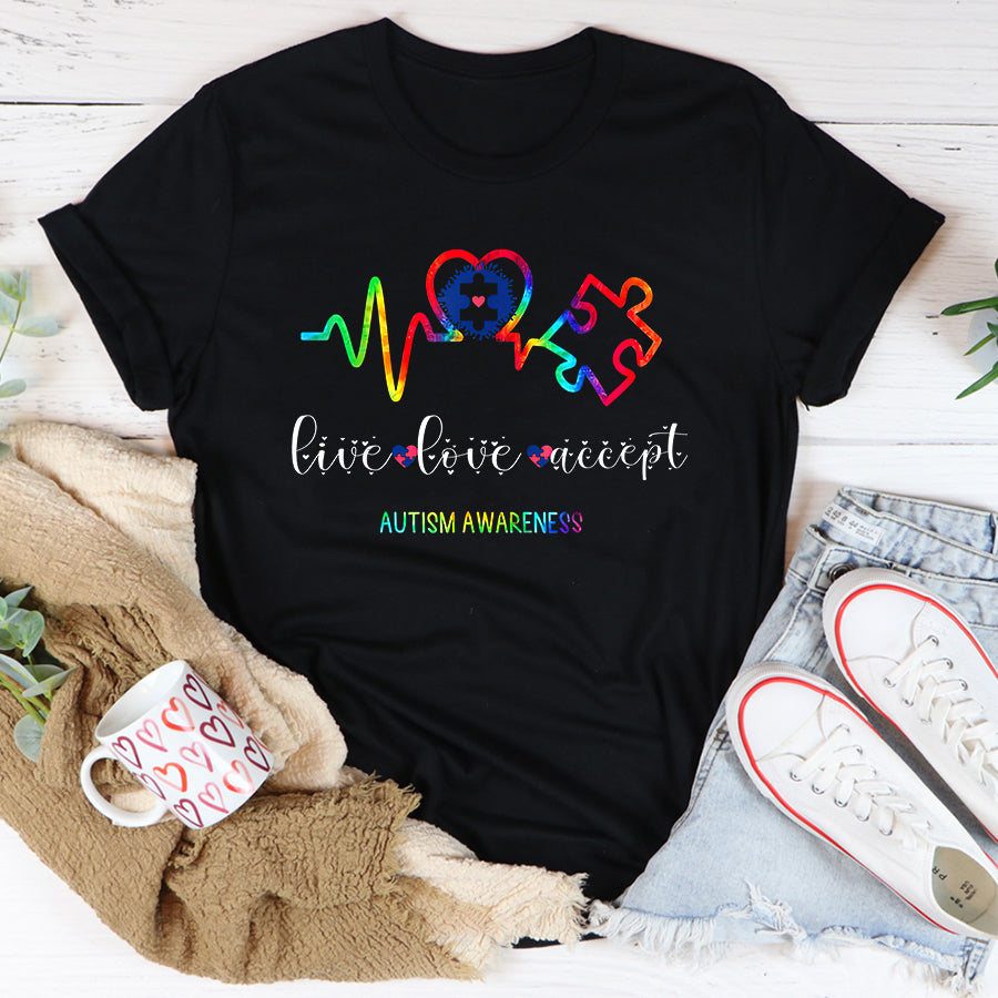 Live Love Accept Autism Awareness T-Shirt Autism Awareness Shirt