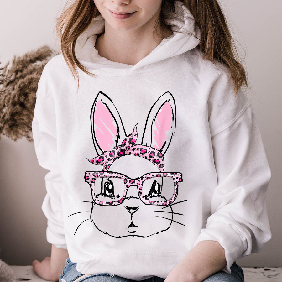 Easter Shirt Cute Bunny Face Leopard Bow Tie Easter Day T-Shirt Funny Easter Gift For Girls and Women