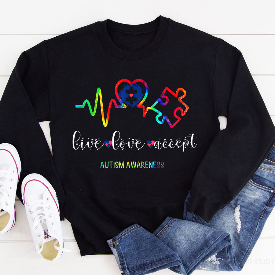 Live Love Accept Autism Awareness T-Shirt Autism Awareness Shirt