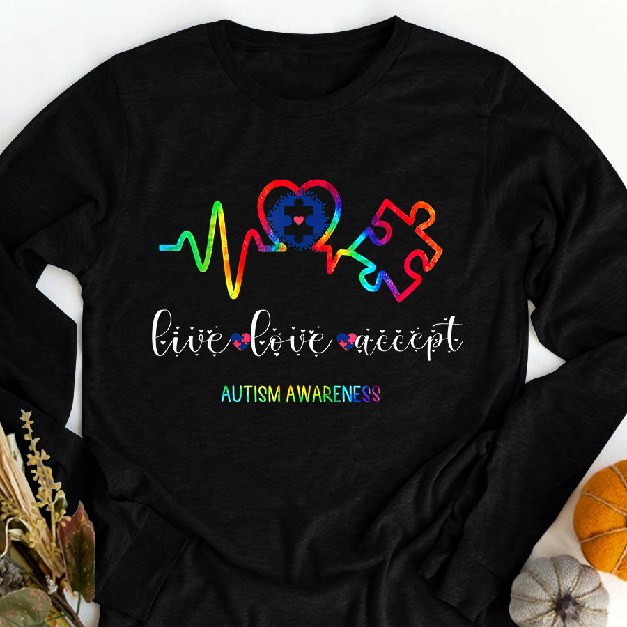 Live Love Accept Autism Awareness T-Shirt Autism Awareness Shirt