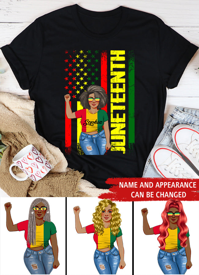 Juneteenth Shirt, Custom Juneteenth Shirt, Juneteenth Freedom Day Afro American African Flag T-Shirt