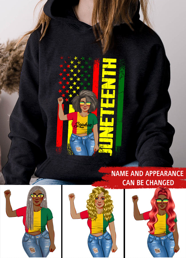 Juneteenth Shirt, Custom Juneteenth Shirt, Juneteenth Freedom Day Afro American African Flag T-Shirt