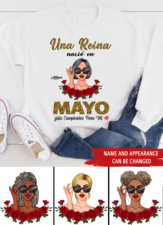 Camisa De Cumpleaños De Mayo, Camisa De Cumpleaños Personalizada, Reinas Nacidas En Mayo, Regalos De Cumpleaños De Mayo, Camisas De Mayo Para Mujeres