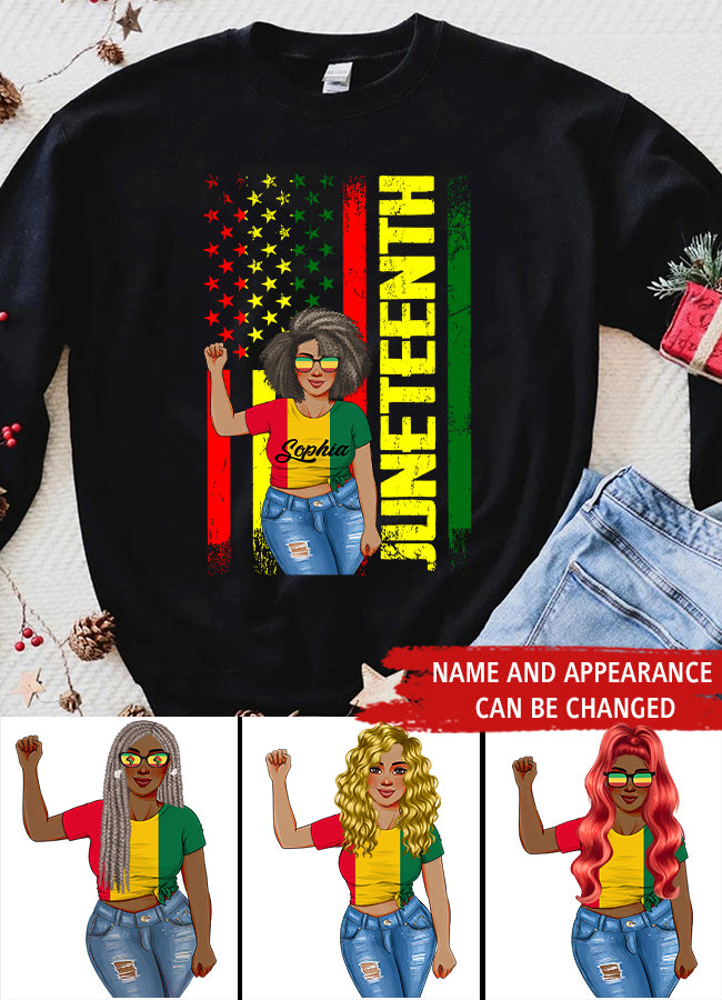 Juneteenth Shirt, Custom Juneteenth Shirt, Juneteenth Freedom Day Afro American African Flag T-Shirt