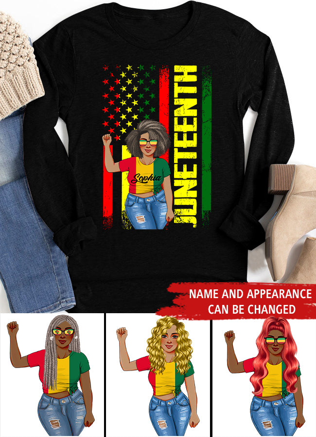 Juneteenth Shirt, Custom Juneteenth Shirt, Juneteenth Freedom Day Afro American African Flag T-Shirt