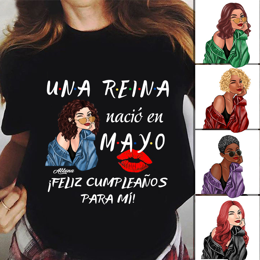 Camisa De Cumpleaños De Mayo, Camisa De Cumpleaños Personalizada, Reinas Nacidas En Mayo, Regalos De Cumpleaños De Mayo, Camisas De Mayo Para Mujeres