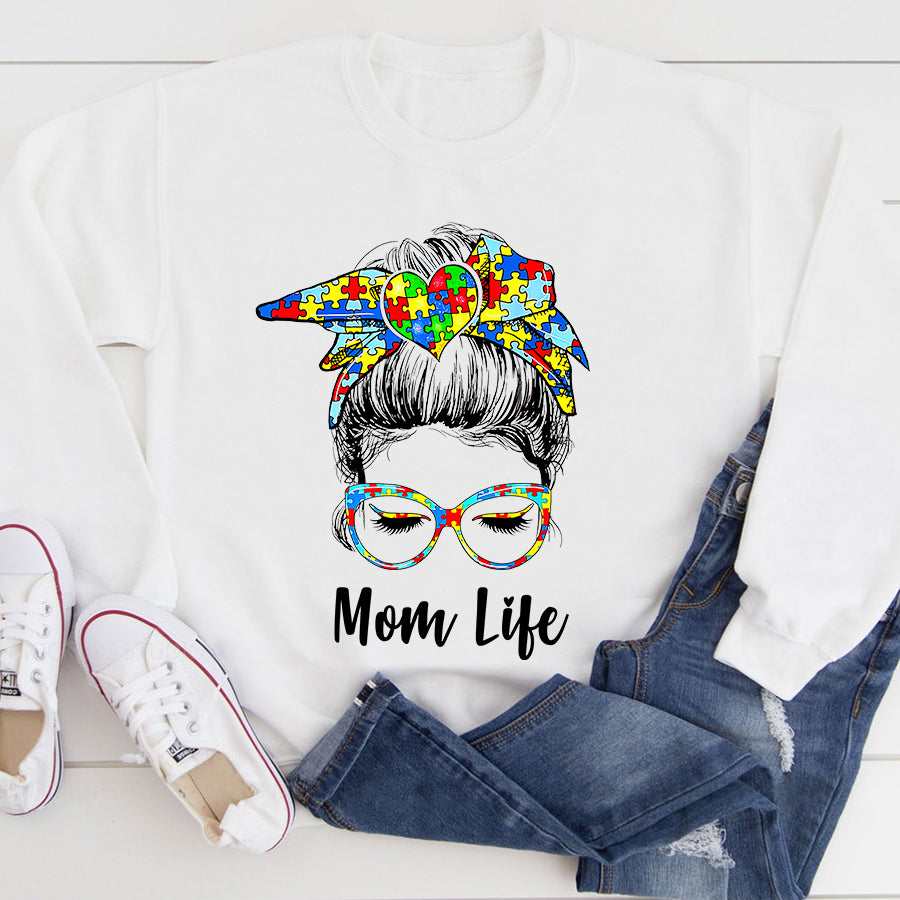 The Autistic Autism Awareness Mom Life T-Shirt Autism Awareness Shirt For Women