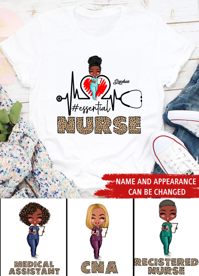 Nurse Life Nutrition Facts - Personalized T Shirt - Gift For Doctor &amp; Nurse - Glitter Leopard Design