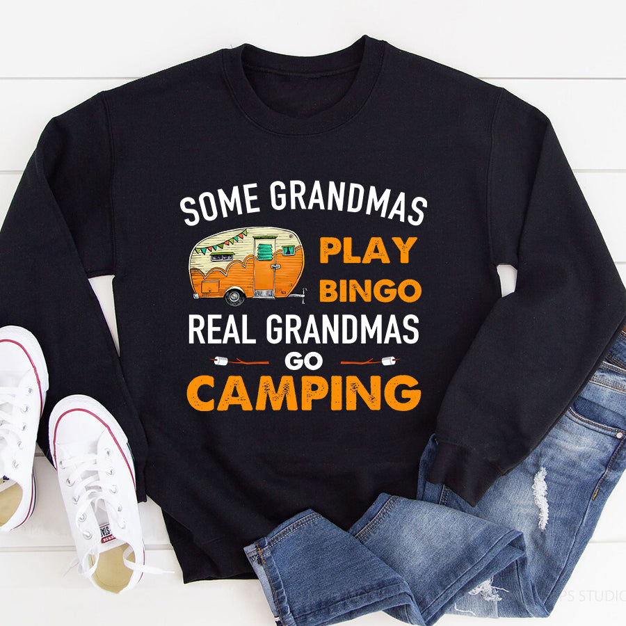 Some grandmas play bingo real grandmas go camping t shirt, Camping lover, Gifts for Grandma cotton shirt for women