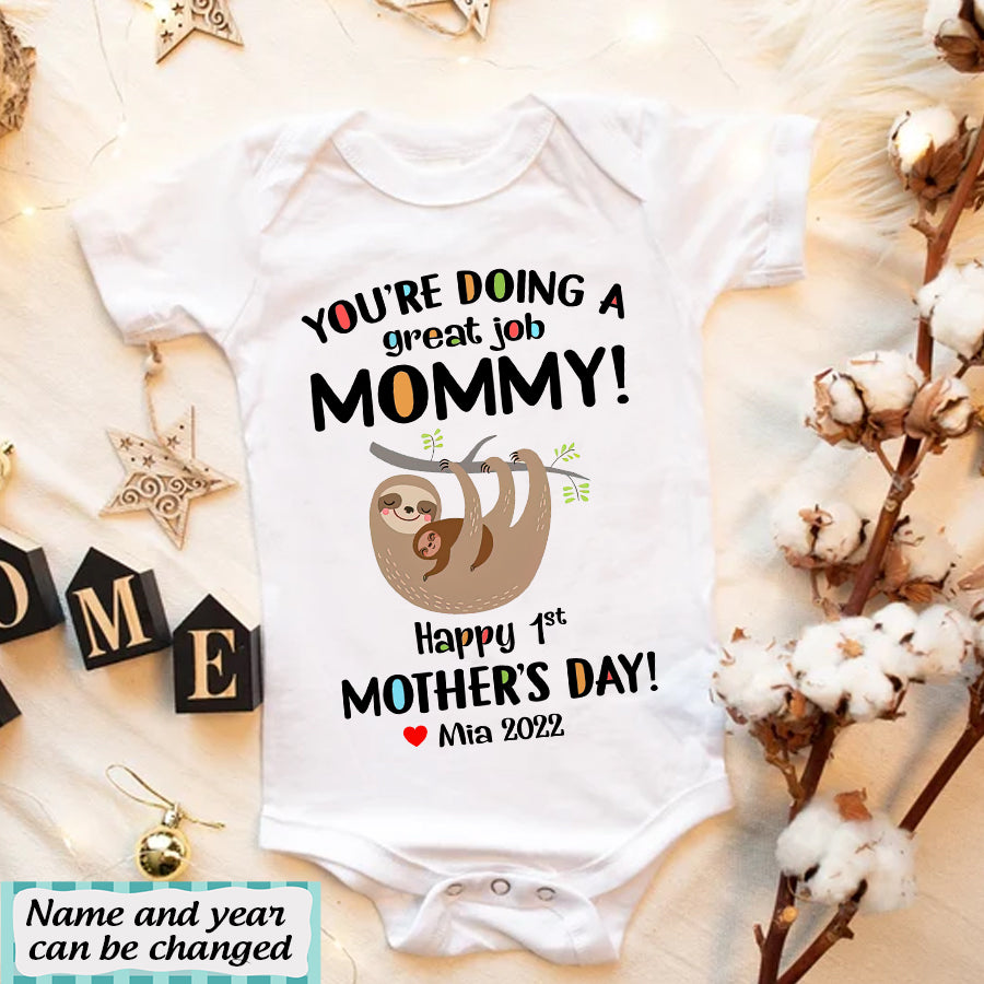 Personalized Newborn Onesie, First Mothers Day Onesie, Mother's Day Tee Shirts, Sloths Onesie, Newborn Onesie, Funny Mothers Day Shirts, Mother Day Gift
