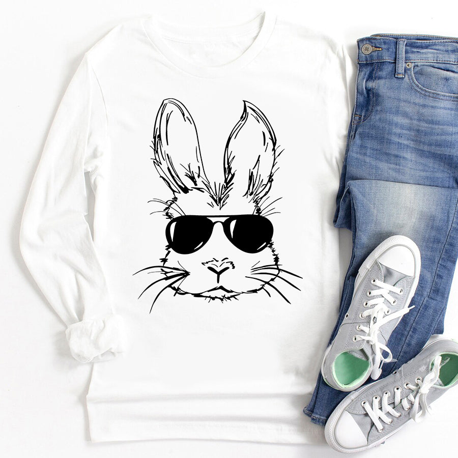 Easter Shirt Bunny Face With Sunglasses Easter Day T-Shirt Funny Easter Gift For Men