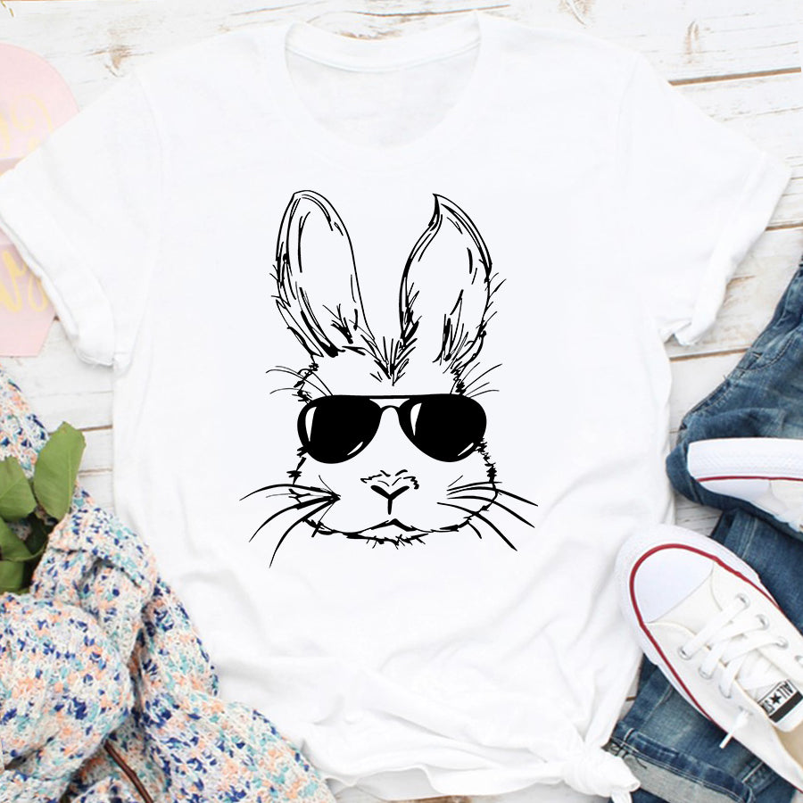 Easter Shirt Bunny Face With Sunglasses Easter Day T-Shirt Funny Easter Gift For Men