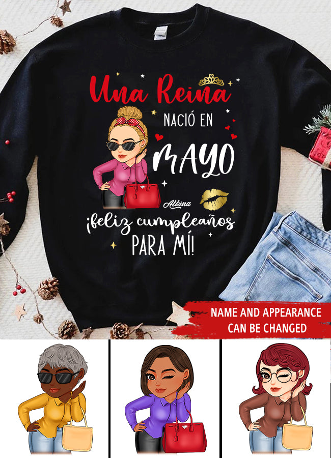 Camisa De Cumpleaños De Mayo, Camisa De Cumpleaños Personalizada, Reinas Nacidas En Mayo, Regalos De Cumpleaños De Mayo, Camisas De Mayo Para Mujeres