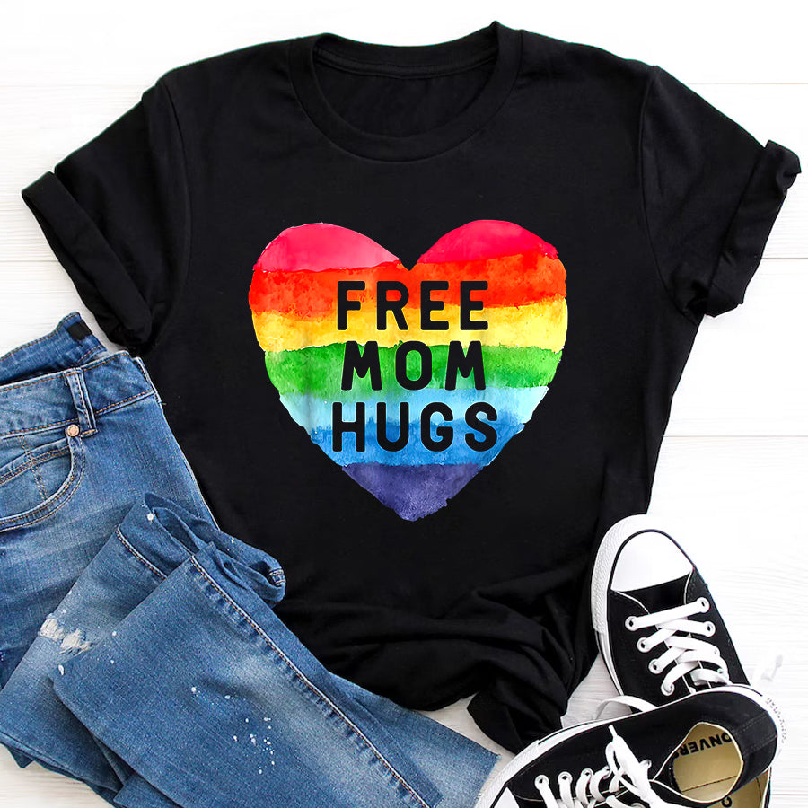 LGBT Shirts, Rainbow Pride Shirt, Free Mom Hugs Rainbow Pride LGBT T-Shirt