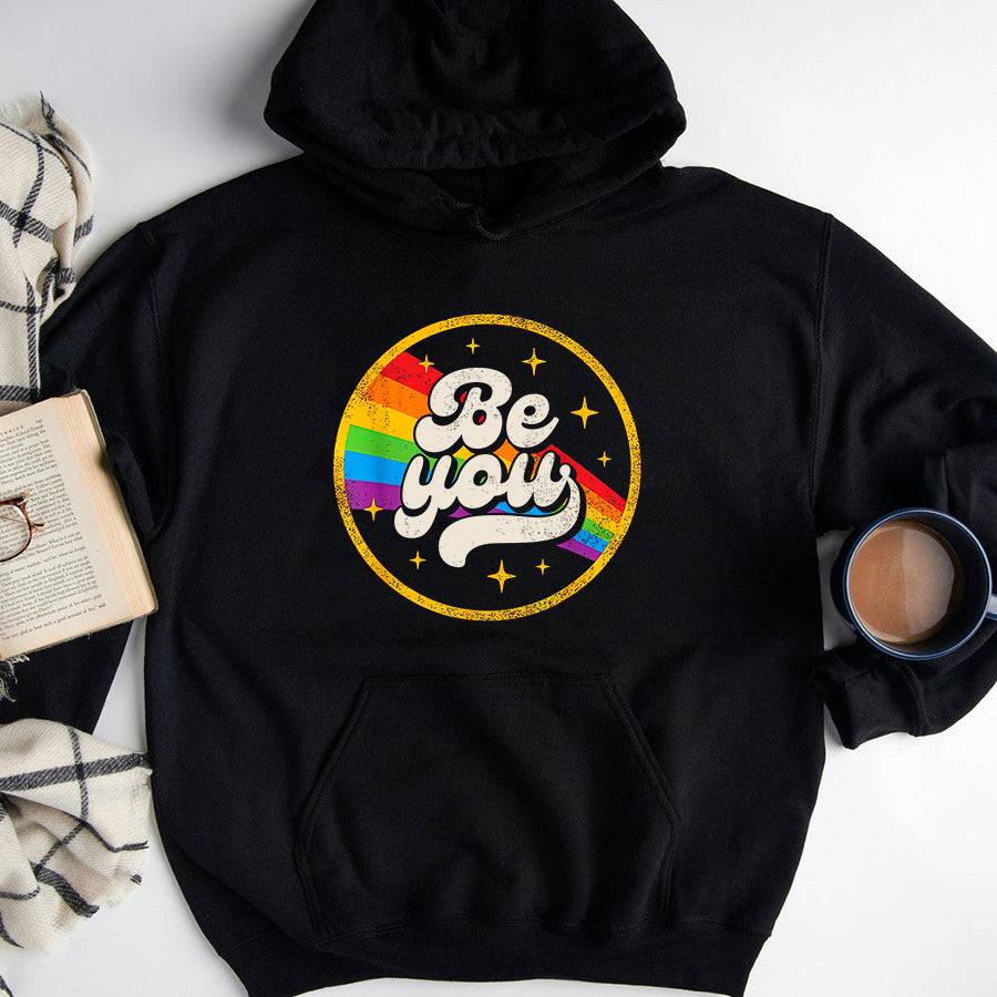 LGBT Shirts, Rainbow Pride Shirt, Be You Pride LGBTQ Gay LGBT Ally Rainbow Flag Retro Vintage T-Shirt