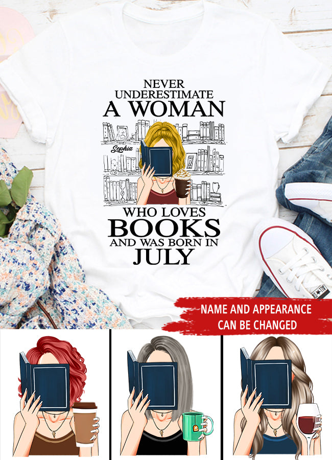 July Birthday Shirt, Birthday Gift For Book Lover, Custom Birthday Shirt, Queens Born In July, July Birthday Gifts, Book and Coffee July Shirts For Woman