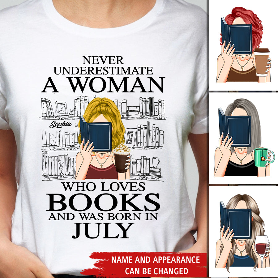 July Birthday Shirt, Birthday Gift For Book Lover, Custom Birthday Shirt, Queens Born In July, July Birthday Gifts, Book and Coffee July Shirts For Woman