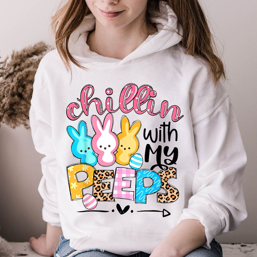 Easter Shirt Chillin&#39; with My Peeps Funny Bunny Easter Day LOVE T-Shirt Funny Easter Gift
