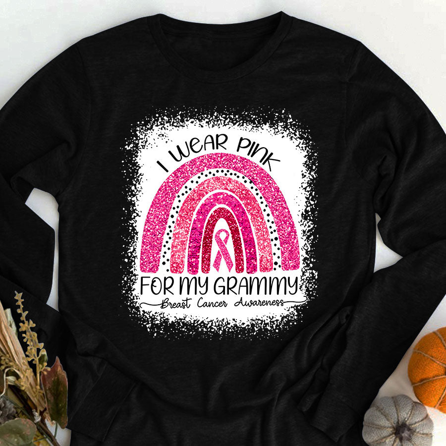 I Wear Pink For My Grammy Breast Cancer Awareness T-Shirt Pink Ribbon Breast Cancer Gift For Women