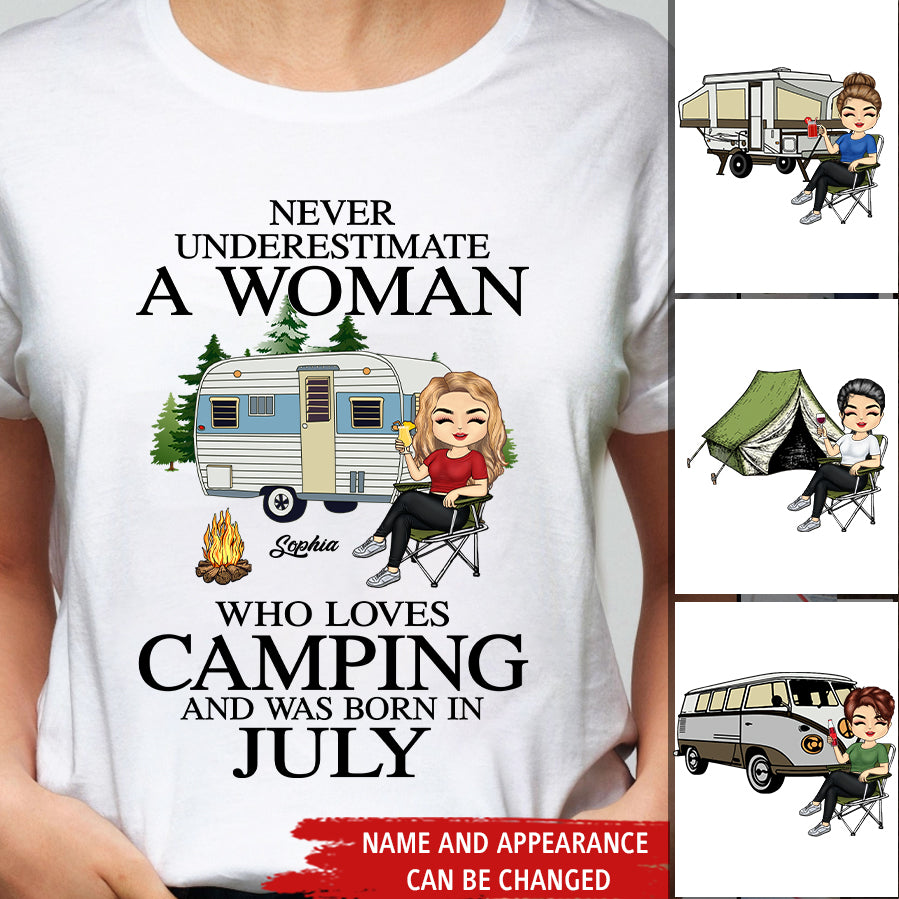 July Birthday Shirt, Birthday Gift For Camping Lover, Camping Shirt Custom Birthday Shirt, Queens Born In July, July Birthday Gifts, July Shirts For Woman