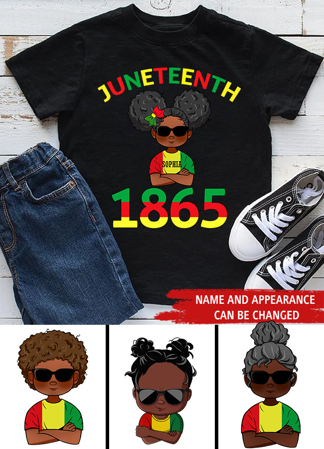 Juneteenth Young Shirt, Custom Juneteenth Youth Shirt, Juneteenth Celebrating 1865 Cute Brown Skin Girls Boys Kids Teens Youth T-Shirt