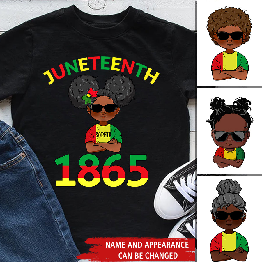 Juneteenth Young Shirt, Custom Juneteenth Youth Shirt, Juneteenth Celebrating 1865 Cute Brown Skin Girls Boys Kids Teens Youth T-Shirt