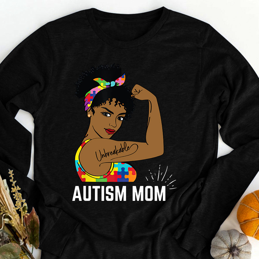 Autism Awareness Mom Life April Afro Mother Black Women Gift T-Shirt Autism Awareness Shirt For Women